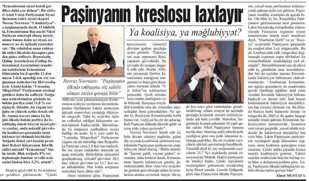 Pashinyanin kreslosu laxlayir